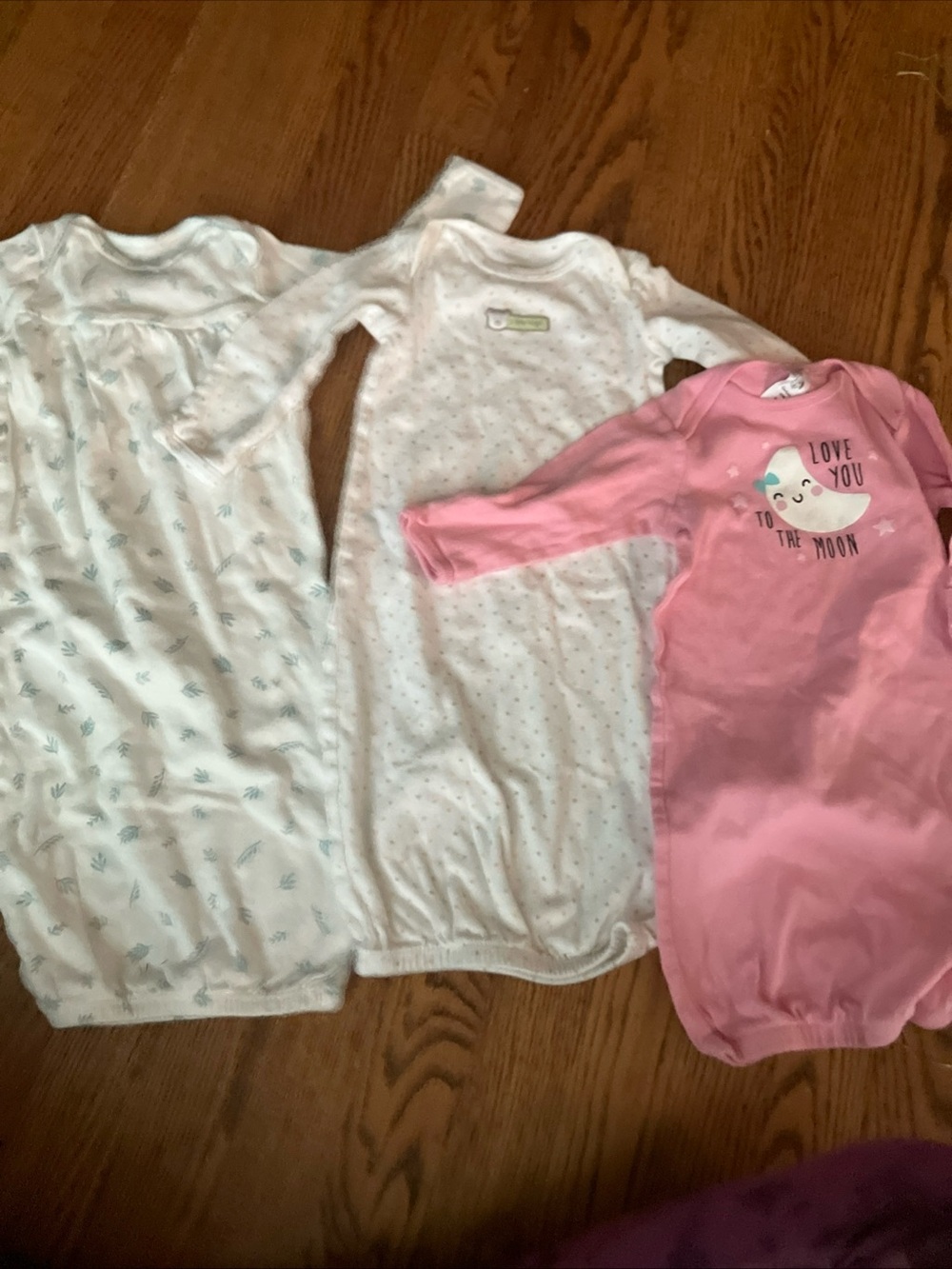 Baby Sleep Gowns PJ pajamas, Newborn 0-3 months, Gerber Carter's Lot of 3 Girls